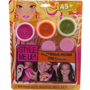 Радужные мелки для волос, 3 цвета: розовый, оранжевый, фисташковый (Style Me Up, 1628st)